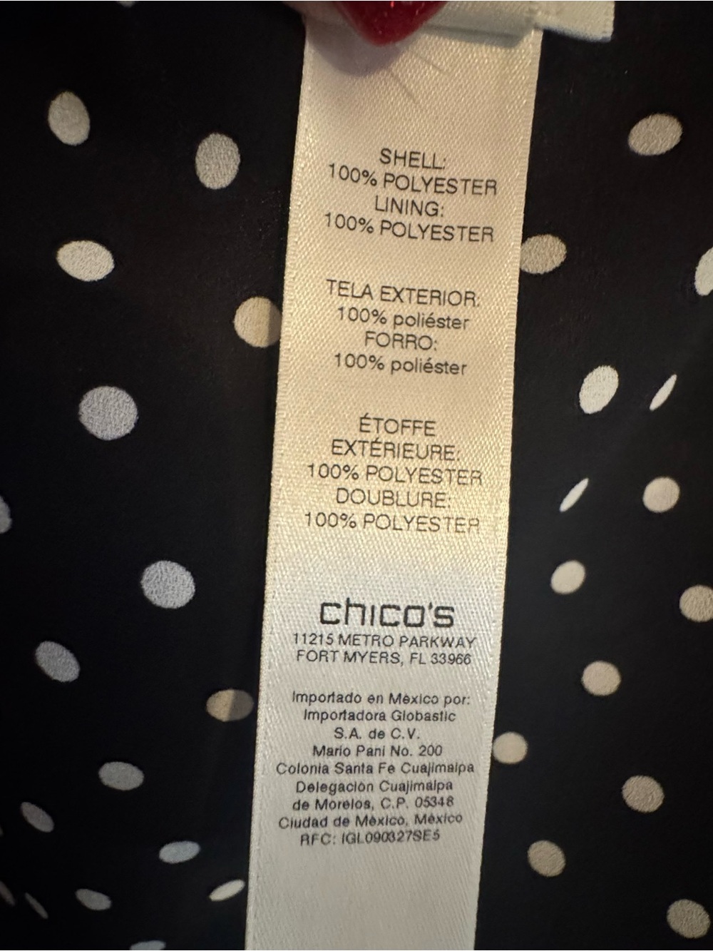 CHICO'S Flowy Black Floral/Black White Polka Dot Reversible Top MEDIUM #V - Picture 7 of 7